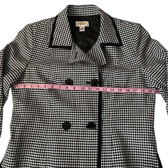 Vintage Talbots Houndstooth Plaid Blazer Black Wool Jacket 12P Preppy Academia - Picture 13 of 15